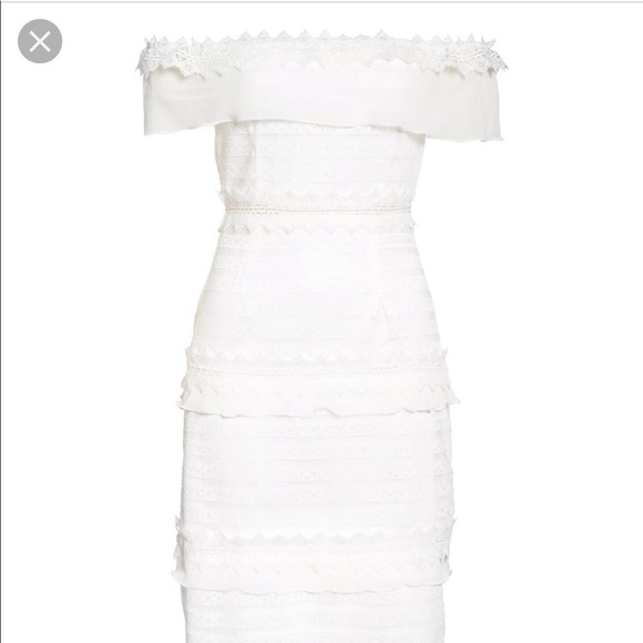 White Foxiedox Lucy off the shoulder dress - Picture 2 of 2